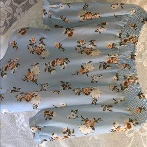 Off the Shoulder, light blue top